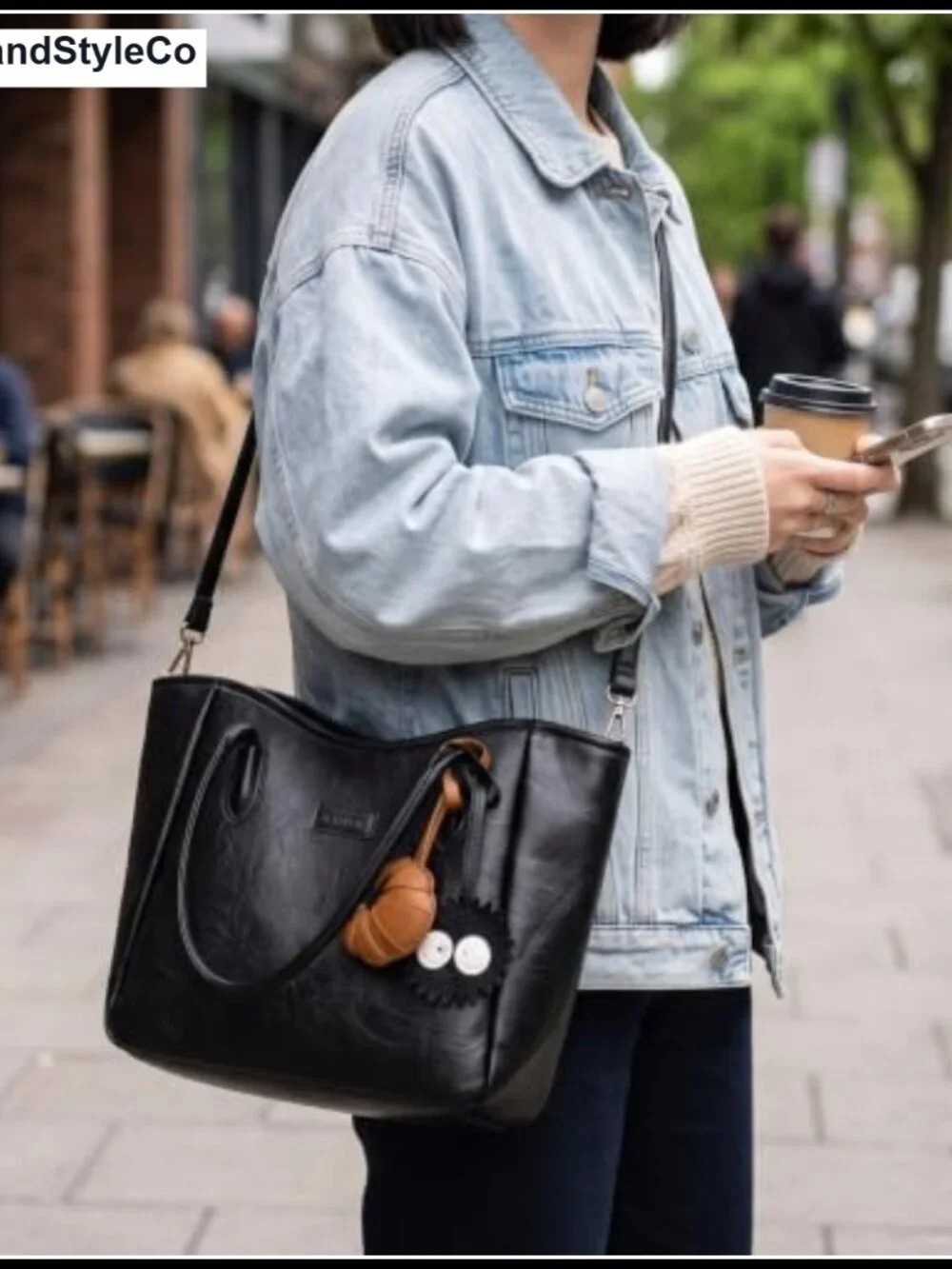 Brown Croissant Bag Charm, PU Leather Bread Keychain